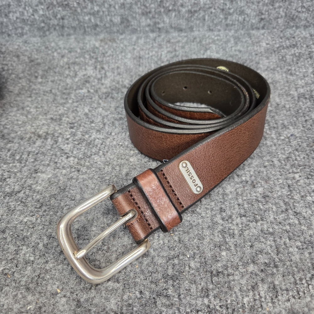 Fossil Full Grain Italian Leather Brown Belt Size 42 Italian Mens